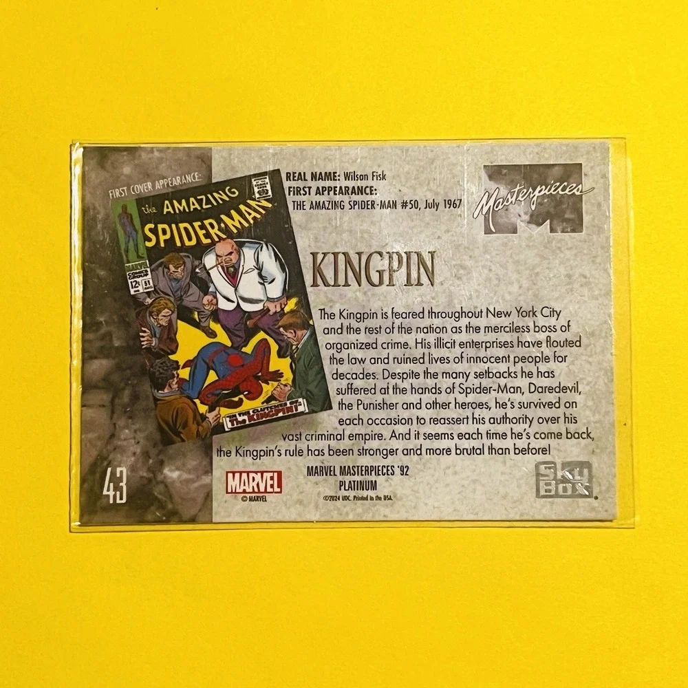 2024 Upper Deck Marvel Masterpieces '92 Platinum‎ Kingpin Base Card #43